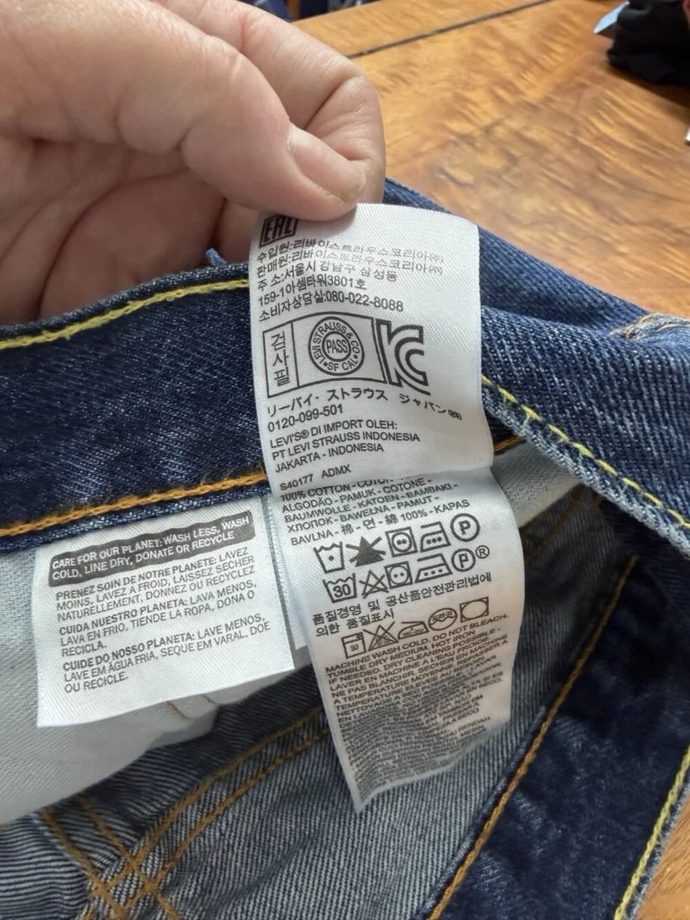 Levi's 505 Jeans Mens 42x30 Blue Dark Wash Straight Denim Classic‎ Zip Fly